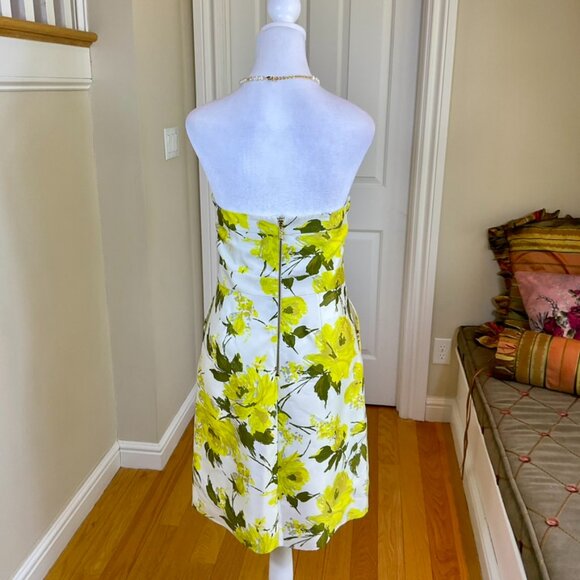 Kate Spade Dress Wedding Belles Silk Cotton Strapless Yellow Floral (8) - Picture 3 of 10